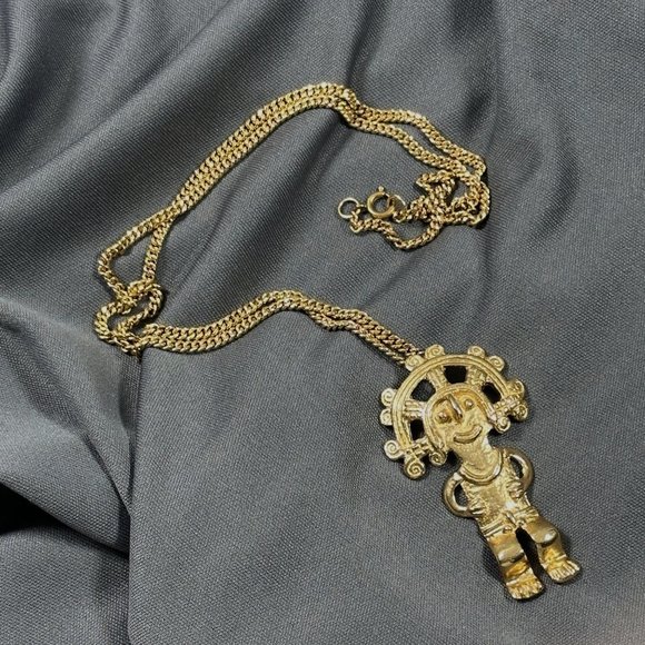 Vintage Alva Studios Reproduction Fertility Pendant Necklace Gold tone - Picture 1 of 5